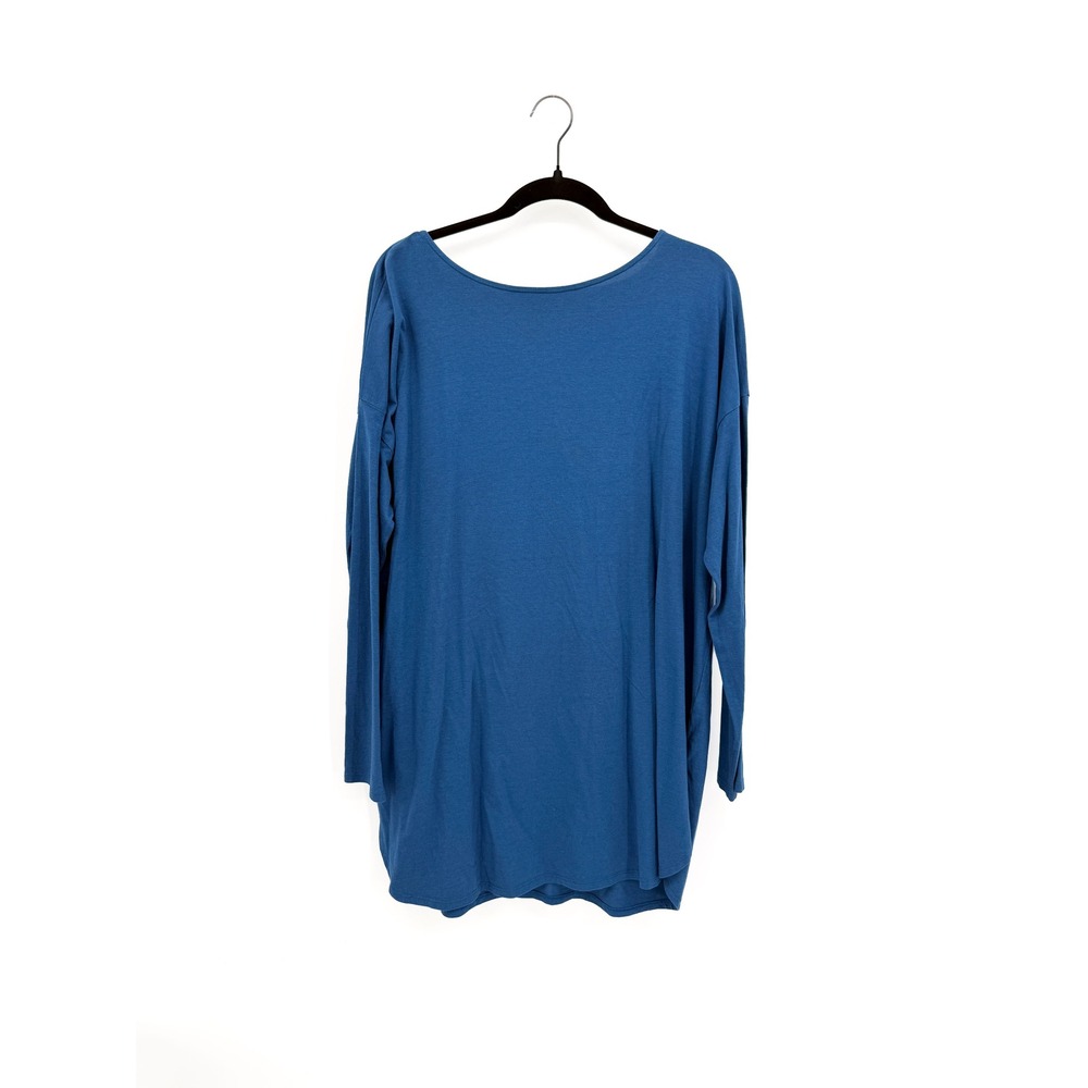 J. Jill Tunic Women XL Blue Luxe Supima Long Sleeve Scoop Neck Side Slit Top
